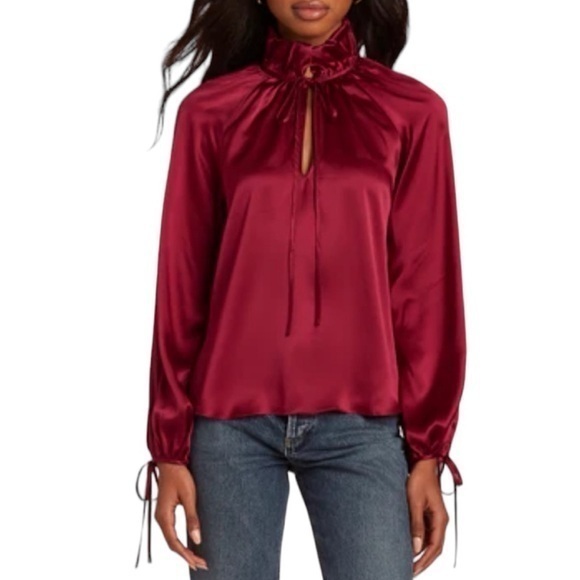 Amanda Uprichard New‎ York Vittoria 100% Silk Burgundy Maroon Top Blouse Small - Picture 1 of 12